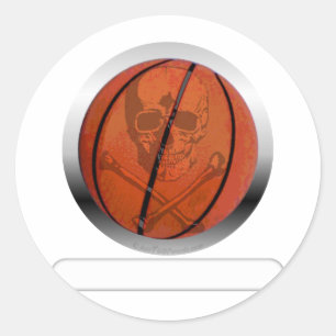 Basketball mit dem Schädel personalisiert Runder Aufkleber