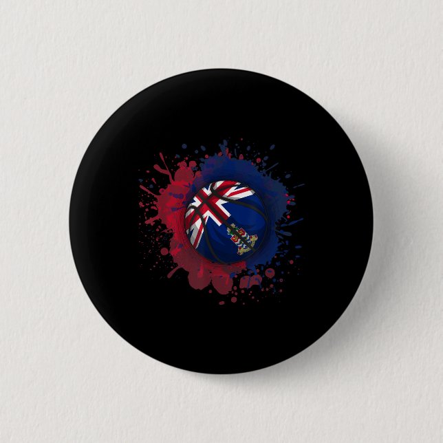 Basketball mit der Flagge der Kaimaninseln Button (Vorderseite)