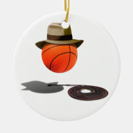 Basketball mit Fedora und Hüfte Keramik Ornament