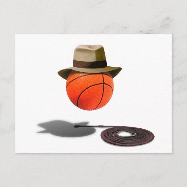 Basketball mit Fedora und Hüfte Postkarte (Vorderseite)