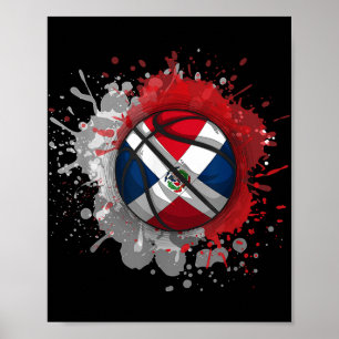 Basketball mit Flagge der Dominikanischen Republik Poster