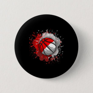 Basketball mit indonesischer Flagge Button