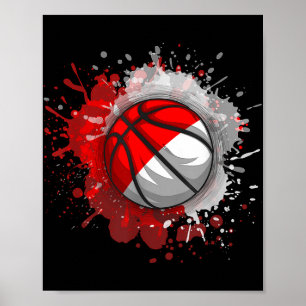 Basketball mit indonesischer Flagge Poster