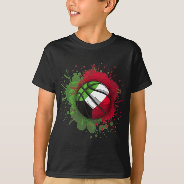 Basketball mit Kuwait-Flagge T-Shirt (Vorderseite)