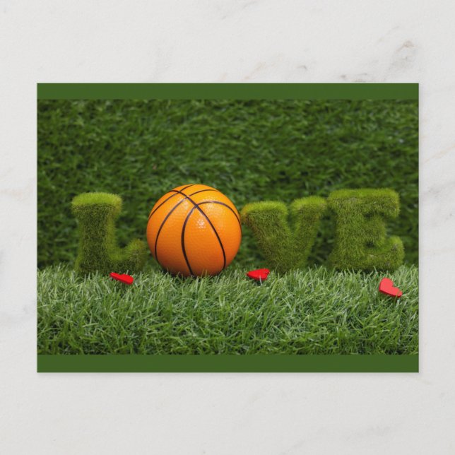 Basketball mit Liebe Rote Herzen mein Valentin Postkarte (Vorderseite)
