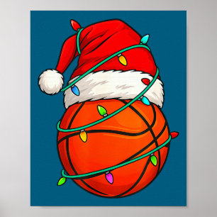 Basketball mit Santa-Hut Lustiges Weihnachten Xmas Poster
