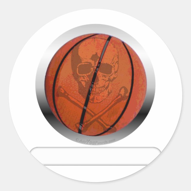 Basketball mit Schädel - Personalisiert Runder Aufkleber (Vorderseite)