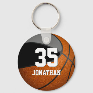 Basketball mit schwarz-grauem Mannschaftsfarben Schlüsselanhänger