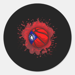 Basketball mit taiwanesischer Flagge Runder Aufkleber