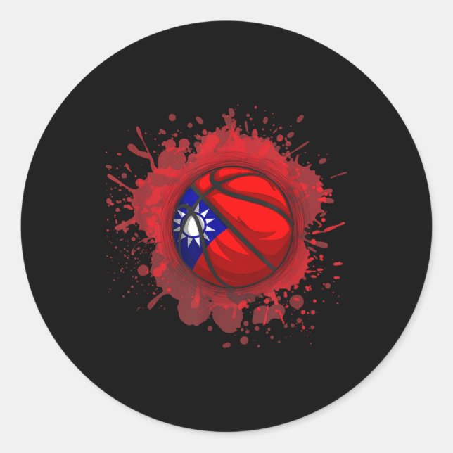 Basketball mit taiwanesischer Flagge Runder Aufkleber (Vorderseite)