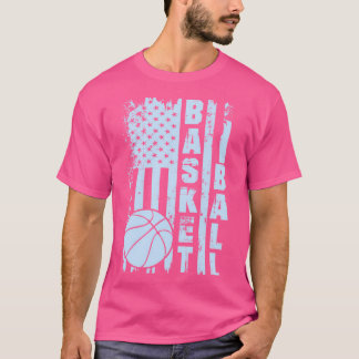 Basketball mit US-amerikanischer Flagge in blau T-Shirt