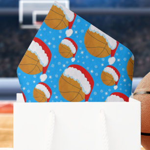 Basketball mit Weihnachtsmannmütze und Schneeflock Seidenpapier