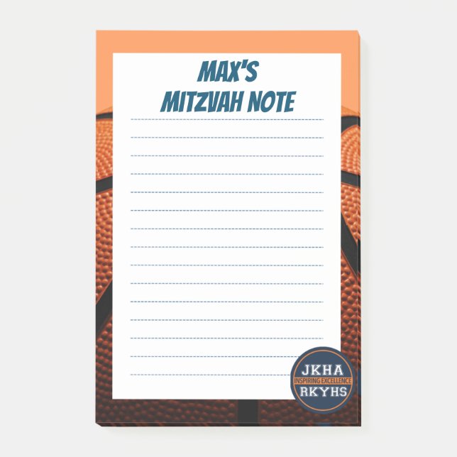 Basketball Mitzvot Post-it Klebezettel (Vorderseite)