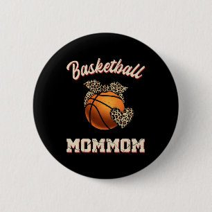 Basketball Mommom Bandana Leopard Herz Fans Mothe Button