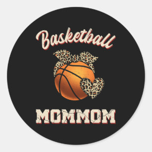 Basketball Mommom Bandana Leopard Herz Fans Mothe Runder Aufkleber