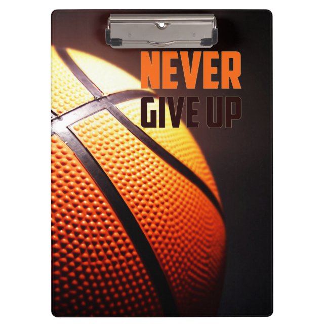 Basketball-Motivation - geben Sie niemals von Gesc Klemmbrett (Vorderseite)