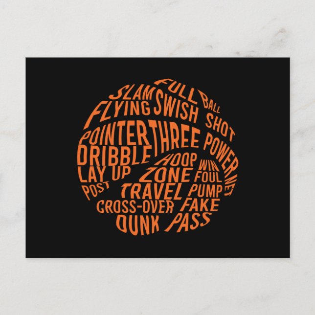 Basketball Motivierend Word Cloud Art Postkarte (Vorderseite)