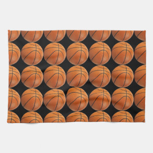 Basketball-Muster auf schwarzem Geschirrtuch