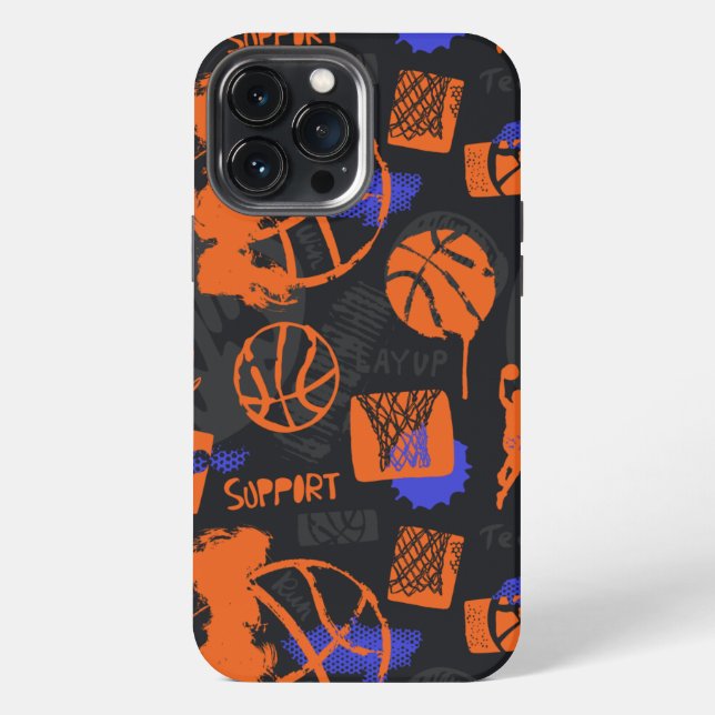 Basketball-Muster iPhone 13 Pro Max Hülle (Rückseite)