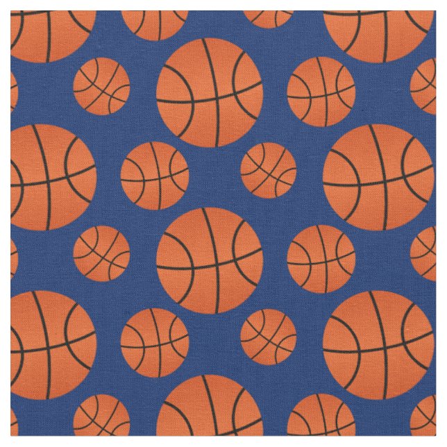 Basketball-Muster Navy Blue Background Stoff (Nahaufnahme)