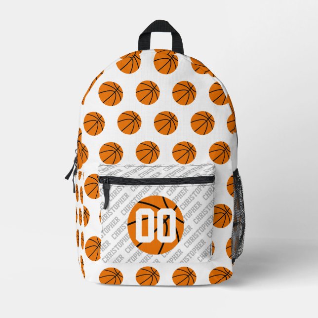 Basketball-Muster Spielername Teamname Modern Bedruckter Rucksack (Vorderseite)