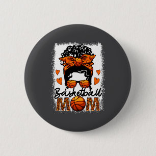Basketball-Mutter Leopard Unordentlicher Dutt Spie Button