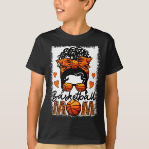 Basketball-Mutter Leopard Unordentlicher Dutt Spie T-Shirt