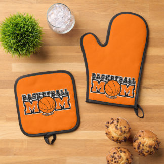 Basketball-Mutter-Screwball-Grafiken Ofenhandschuh & Topflappen-Set