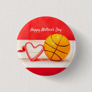 Basketball Muttertag an Mutter mit Liebe rotem Her Button