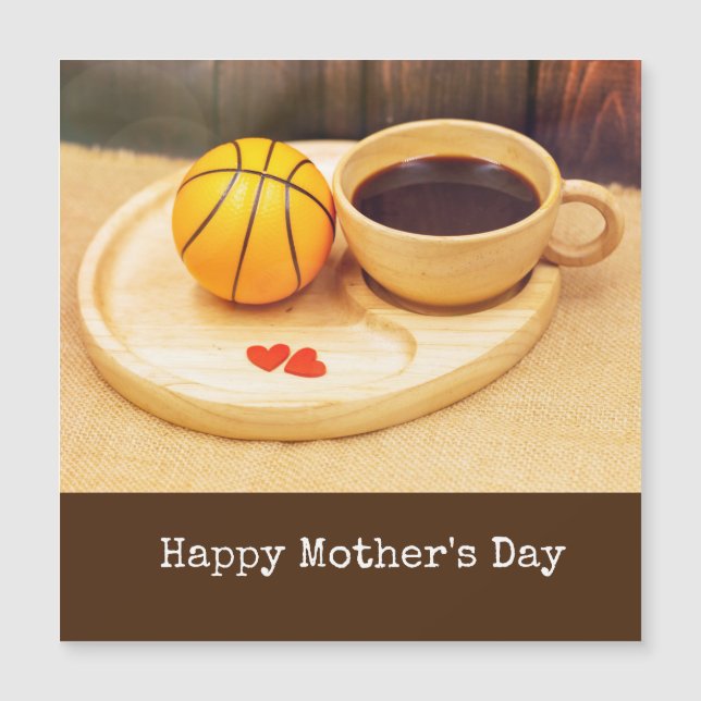 Basketball Muttertag mit Tasse Kaffee für Mama Magnetkarte (Vorderseite)