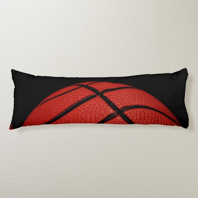 Basketball Nah-Orange und Schwarz Seitenschläferkissen (Vorderseite)