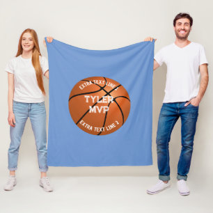 Basketball, Name des Kindes, MVP/Nummer, 2 Textzei Fleecedecke