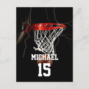 Basketball Name und Nummer hinzufügen Einladungspostkarte