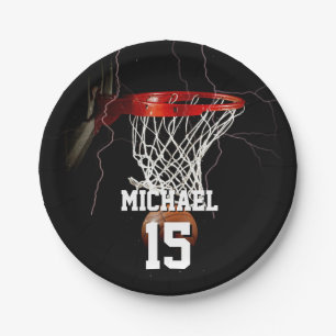 Basketball Name und Nummer hinzufügen Pappteller