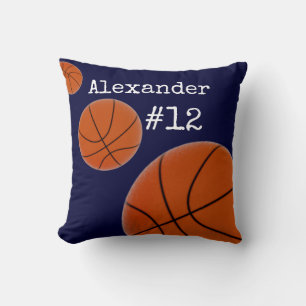Basketball Name und Nummer Navy Blue Hintergrund Kissen