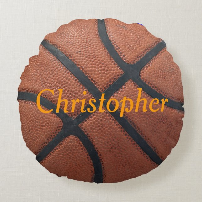 Basketball-Name und Position Rundes Kissen (Vorderseite)