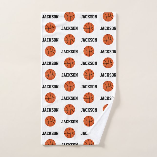 Basketball Namensmuster Kinder weiß Handtuch (Handtuch)