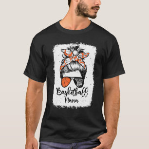 Basketball Nana Vintag Leopard Messy Bun gebleicht T-Shirt