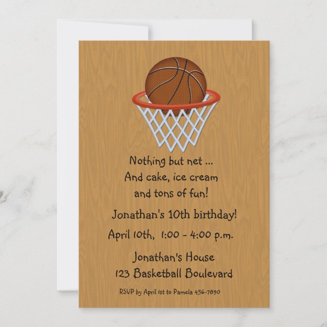 Basketball-Netz-Ball zum Sport Geburtstag Einladung (Vorderseite)