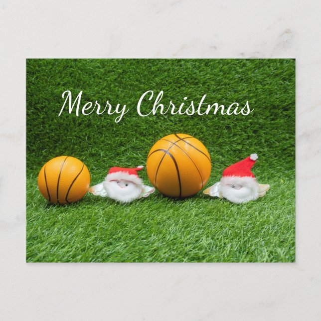 Basketball Noël Carte de vacances avec le Père Noë (Devant)