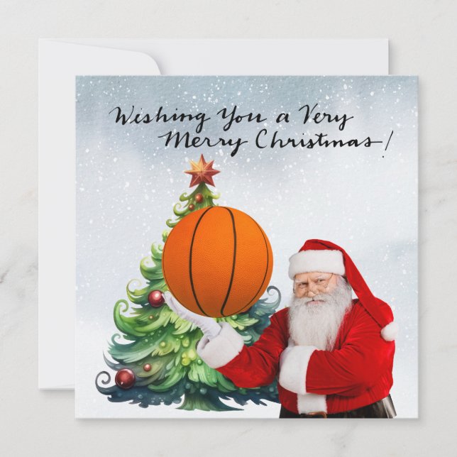 Basketball Noël Carte de vacances avec le Père Noë (Devant)