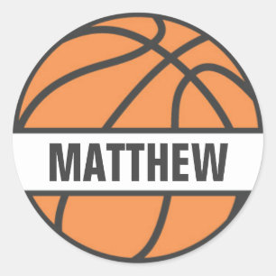 Basketball nom étiquette autocollants pour enfants