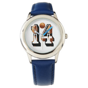 Basketball Nummer 14 Kinder Lederuhr, Armbanduhr