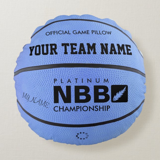 BASKETBALL OFFIZIELL GAME PILLOW Blue m bl Rundes Kissen (Vorderseite)