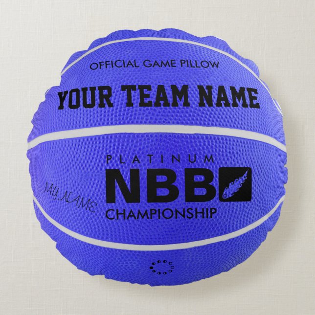 BASKETBALL OFFIZIELL GAMM PILLOW Blue D wl Rundes Kissen (Vorderseite)