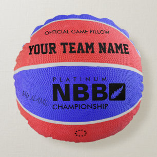 BASKETBALL OFFIZIELLES SPIEL PILLOW Blau D Rote Sc Rundes Kissen