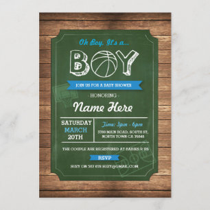 Basketball Oh Boy Baby shower Sports Invitation