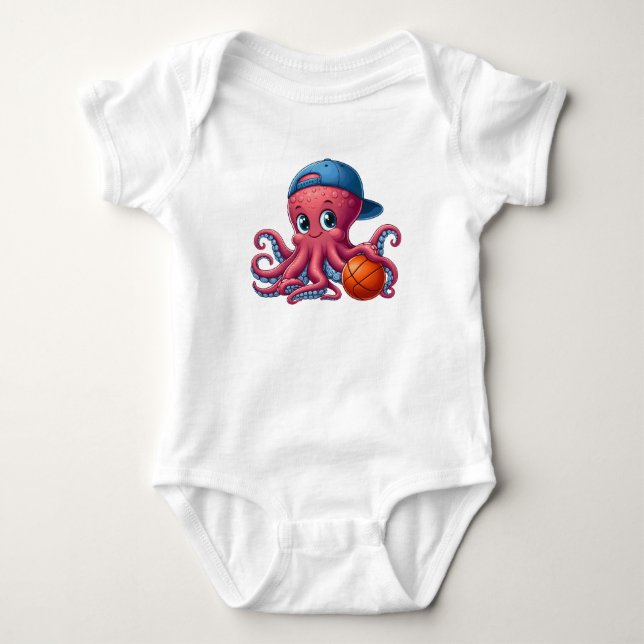 Basketball-Oktopus Baby Strampler (Vorderseite)