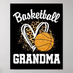 Basketball Oma Leopard Herz Poster