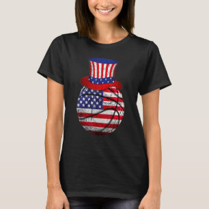 Basketball Onkel Sam Hut 4. Juli Jungen Kinder USA T-Shirt